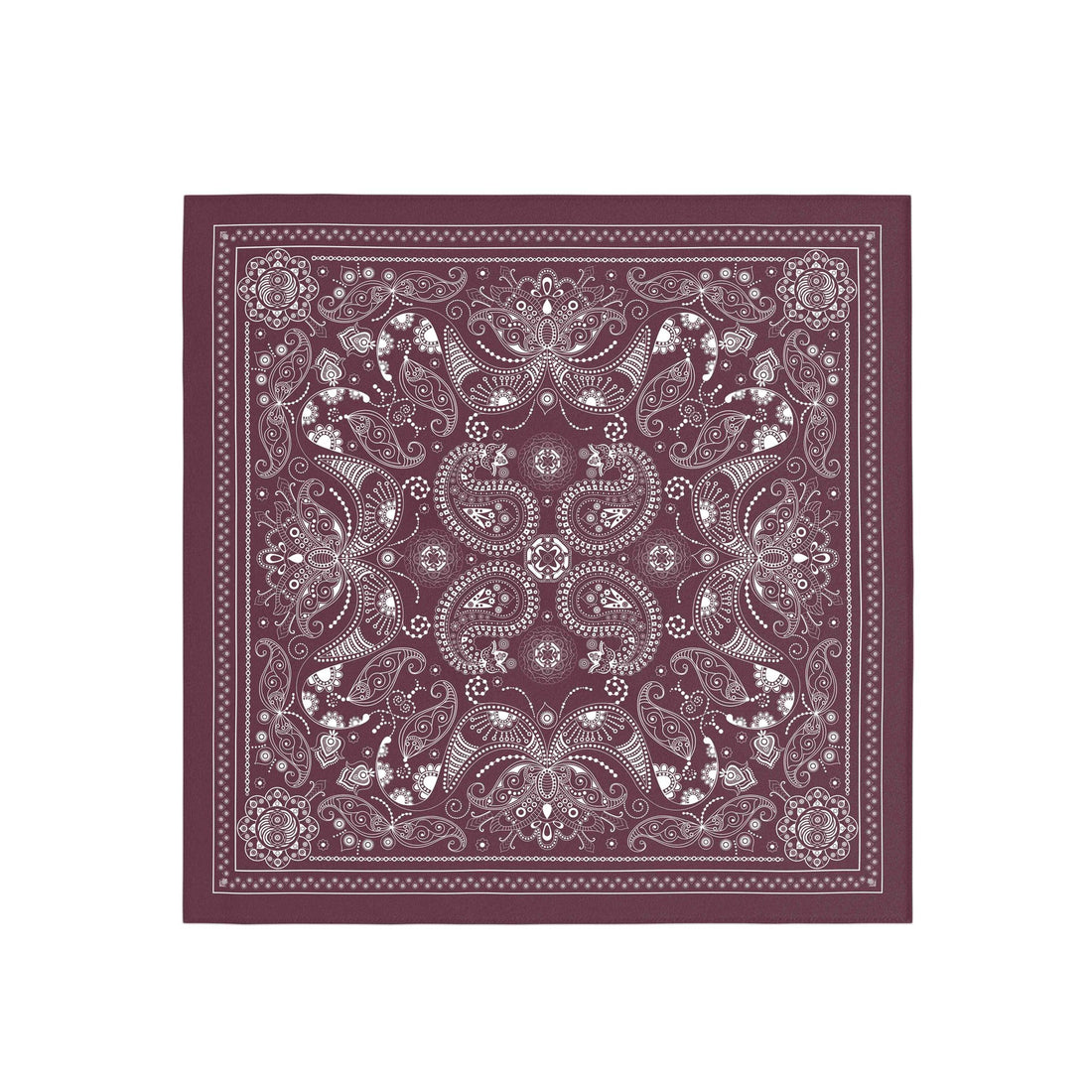 Plum Paisley Silk Bandana Scarf – 50 × 50 cm