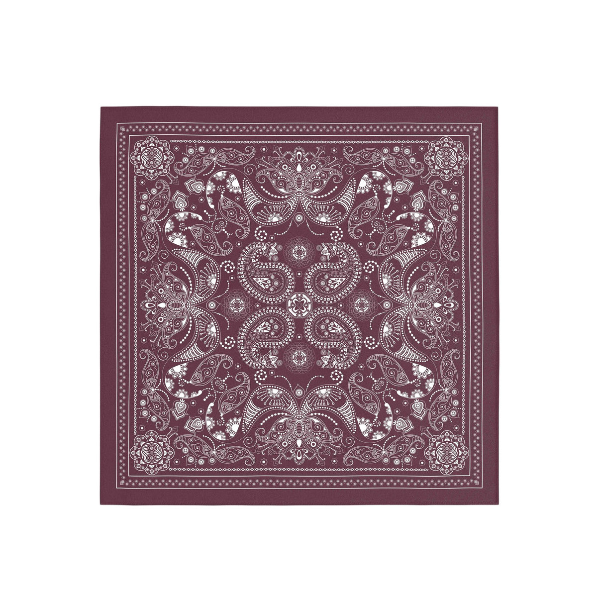Plum Paisley Silk Bandana Scarf – 50 × 50 cm