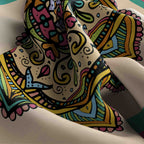 Folk Mandala Blush Silk Bandana Scarf – 50 × 50 cm