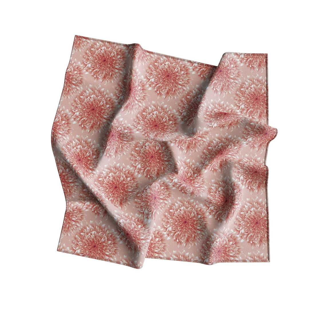 Coral Lace Floral Silk Bandana Scarf – 50 × 50 cm