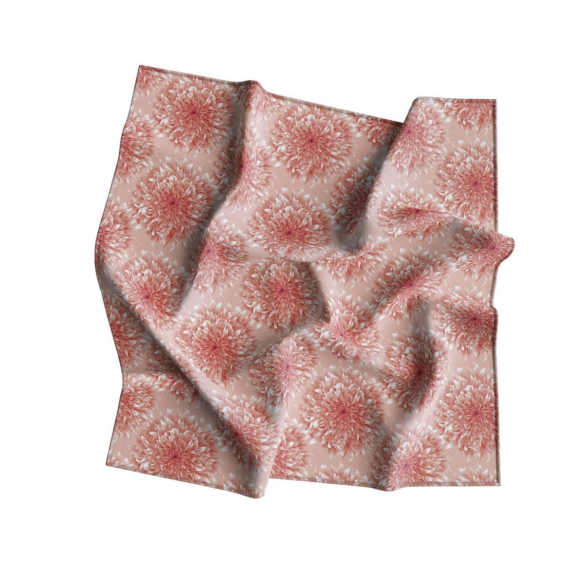 Coral Lace Floral Silk Bandana Scarf – 50 × 50 cm