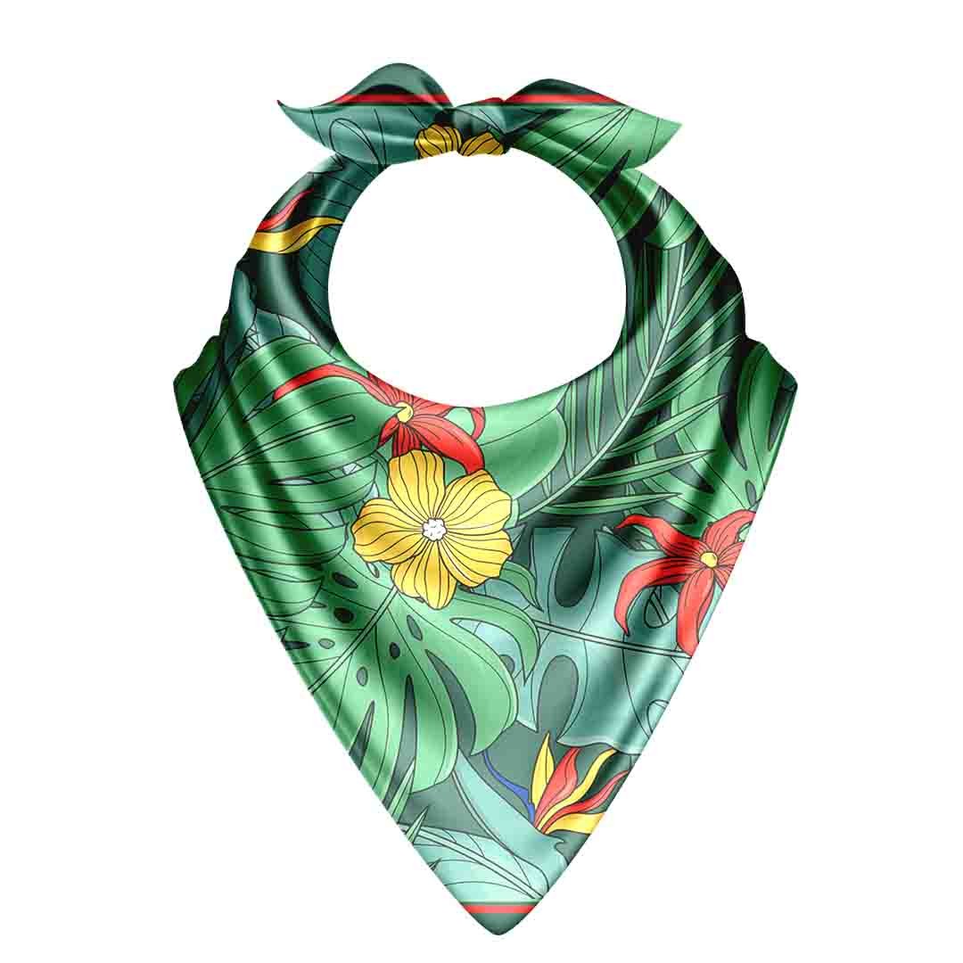 Monstera Tropics Silk Bandana Scarf – 50 × 50 cm