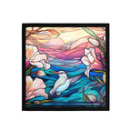 Hummingbird Stained Glass Silk Bandana Scarf – 50 × 50 cm