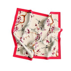 Cherry Blossom Crane Silk Bandana Scarf – 50 × 50 cm