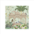 Palace Garden Peacock Silk Shawl – 100 × 100 cm