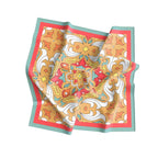 Saffron Tile Mosaic Silk Bandana Scarf – 50 × 50 cm