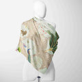 Palace Garden Peacock Silk Shawl – 100 × 100 cm