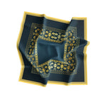Navy Deco Gold Frame Silk Bandana Scarf – 50 × 50 cm
