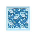 Azure Paisley Silk Bandana Scarf – 50 × 50 cm