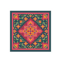 Teal Rose Kilim Silk Bandana Scarf – 50 × 50 cm