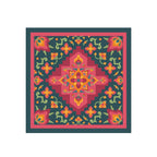 Teal Rose Kilim Silk Bandana Scarf – 50 × 50 cm