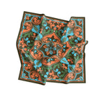 Olive Spice Medallion Silk Bandana Scarf – 50 × 50 cm