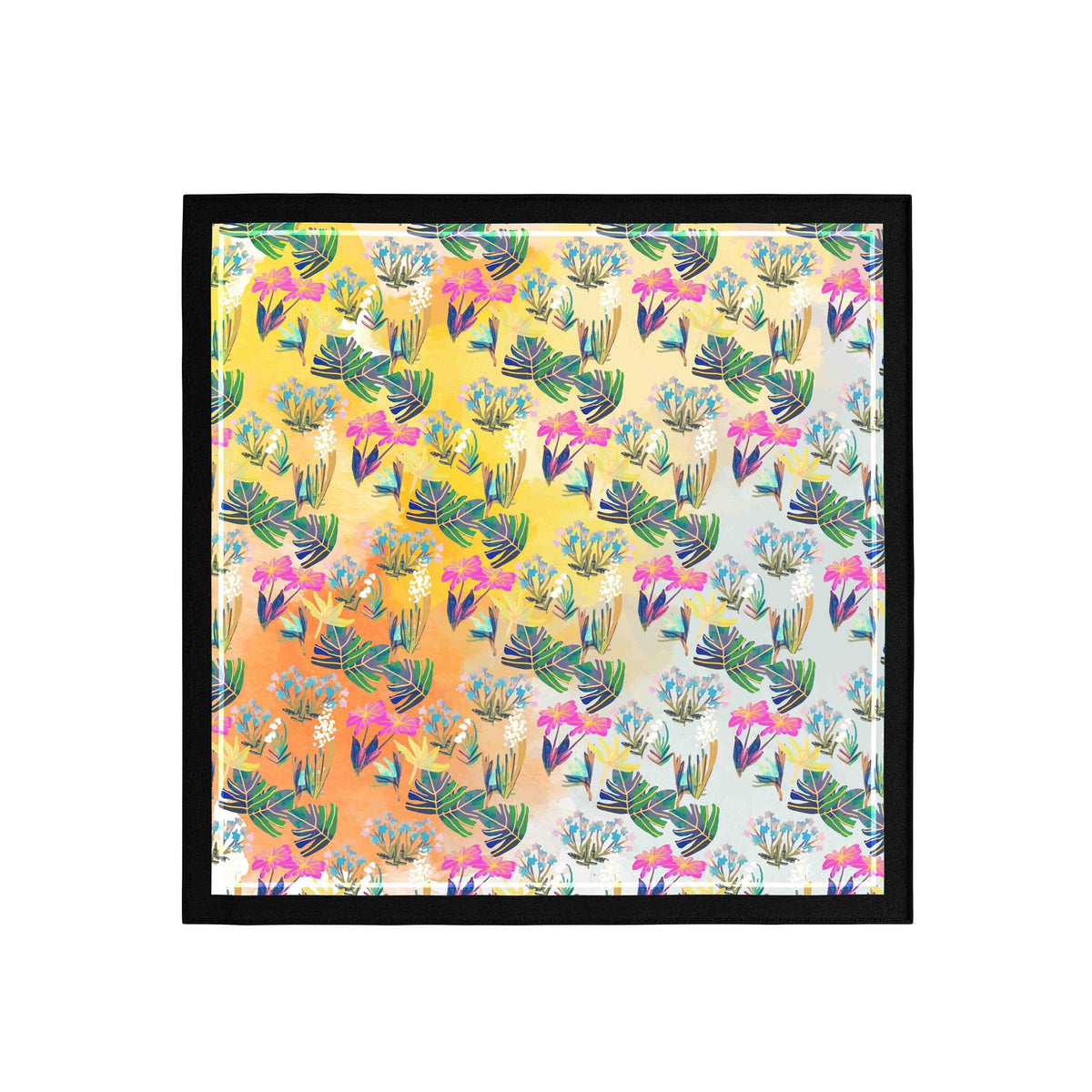 Sunlit Botanical Pop Silk Bandana Scarf – 50 × 50 cm