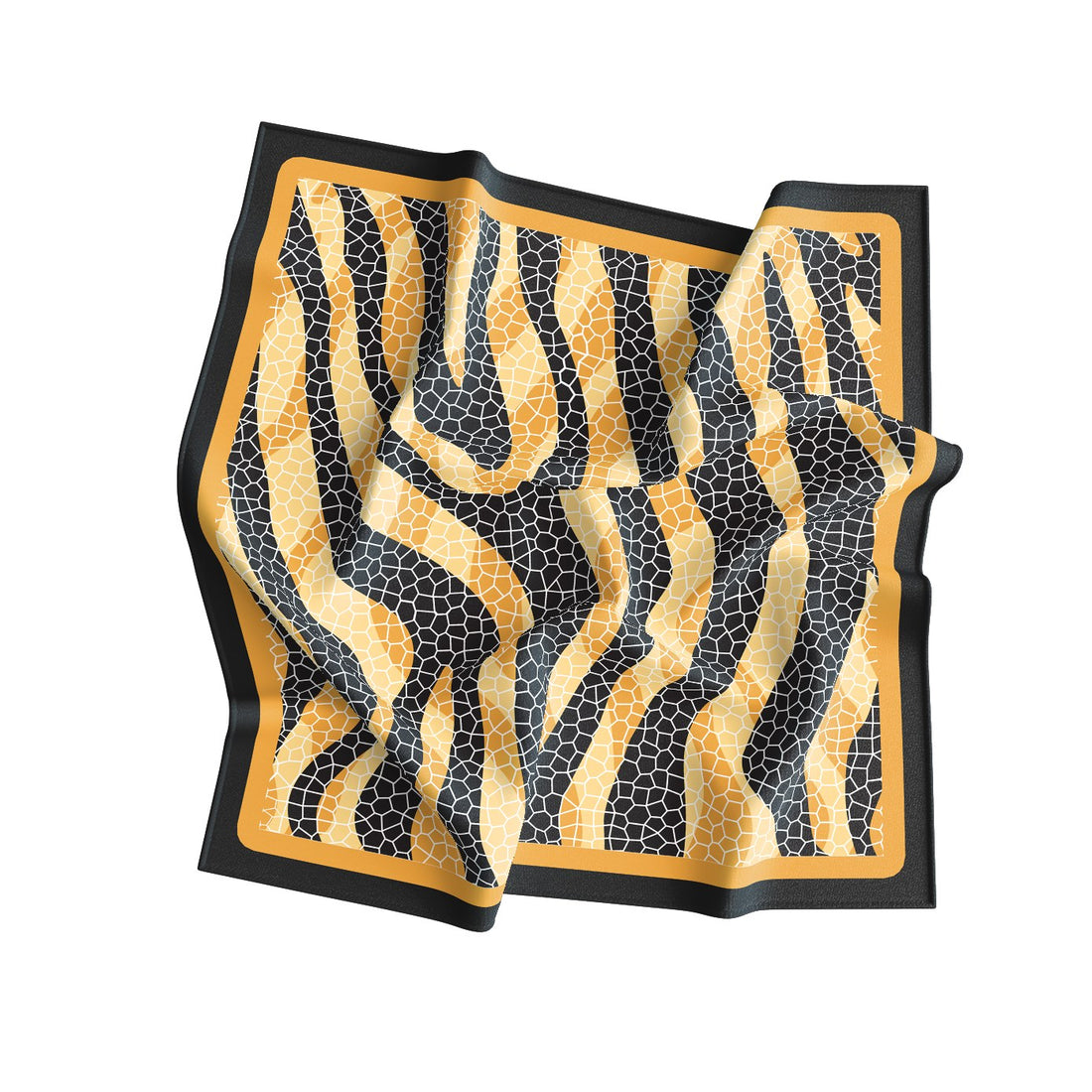 Tiger Stripe Mosaic Silk Bandana Scarf – 50 × 50 cm