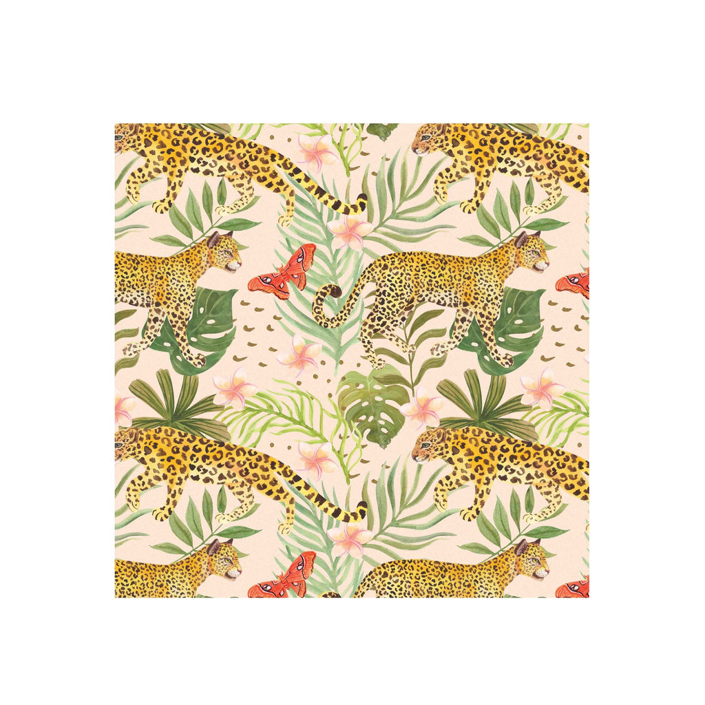 Leopard Jungle Blush Silk Shawl Wrap – 100 × 100 cm
