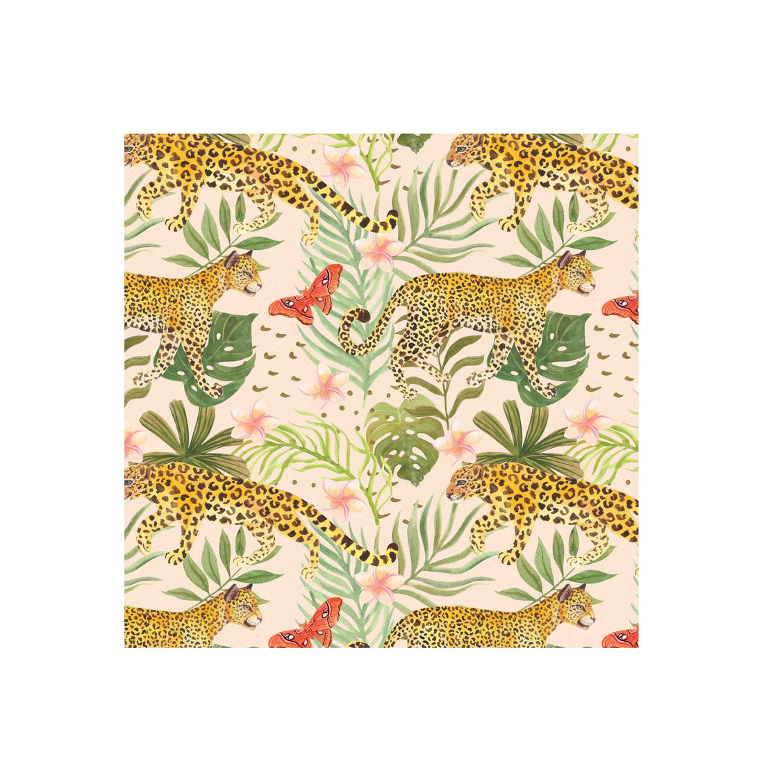 Leopard Jungle Blush Silk Shawl Wrap – 100 × 100 cm