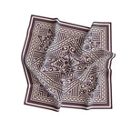 Plum Geometric Silk Bandana Scarf – 50 × 50 cm
