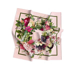Rose Wreath Blush Silk Shawl Wrap – 100 × 100 cm