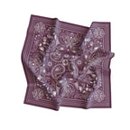 Plum Paisley Silk Bandana Scarf – 50 × 50 cm