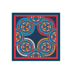 Cobalt Mandala Circle Silk Bandana Scarf – 50 × 50 cm