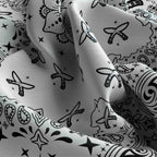White Butterfly Paisley Silk Bandana Scarf – 50 × 50 cm