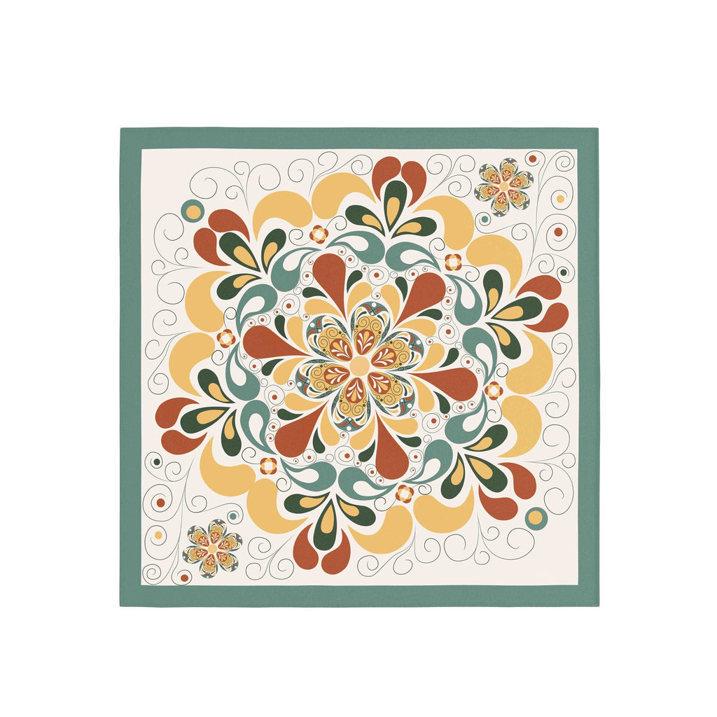 Retro Paisley Medallion Silk Bandana Scarf – 50 × 50 cm