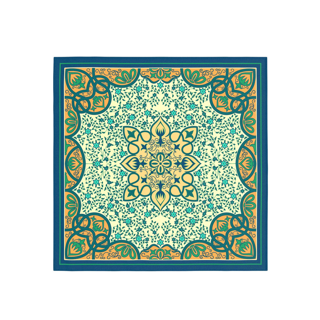 Mint Moorish Garden Silk Bandana Scarf – 50 × 50 cm
