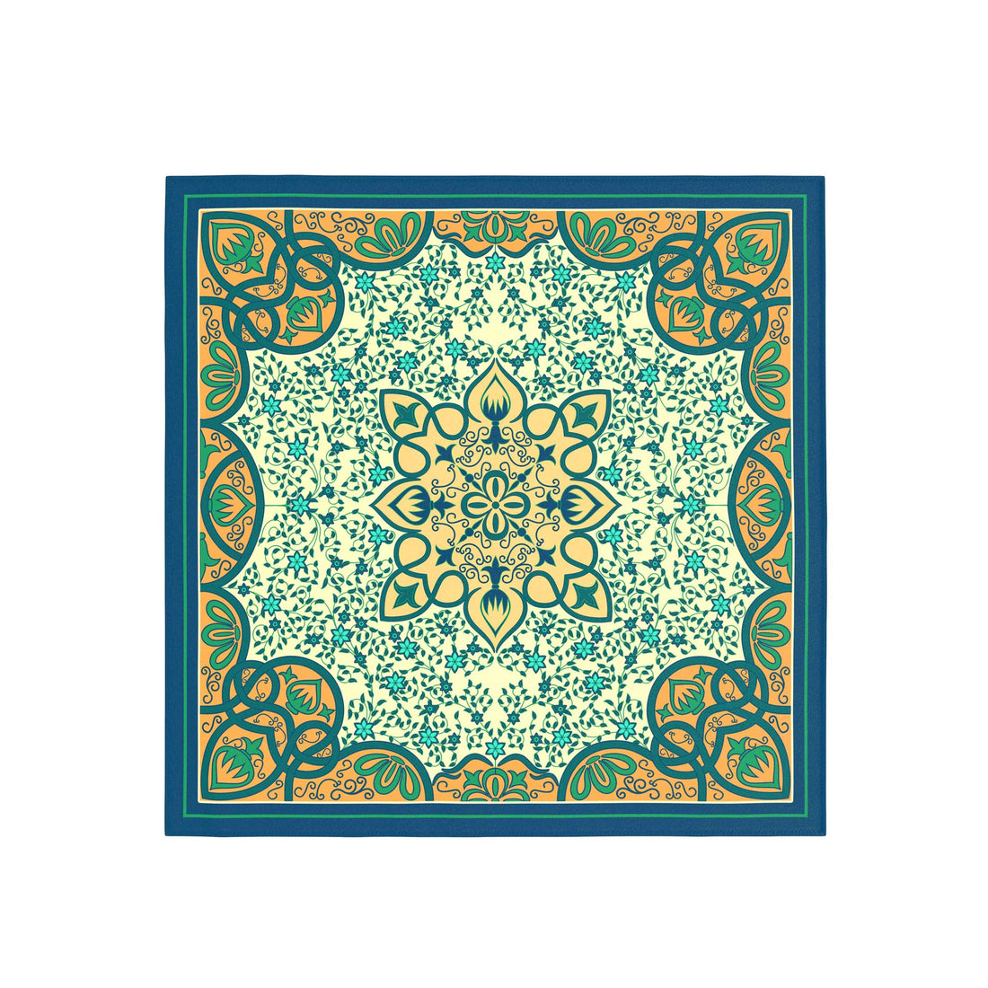 Mint Moorish Garden Silk Bandana Scarf – 50 × 50 cm
