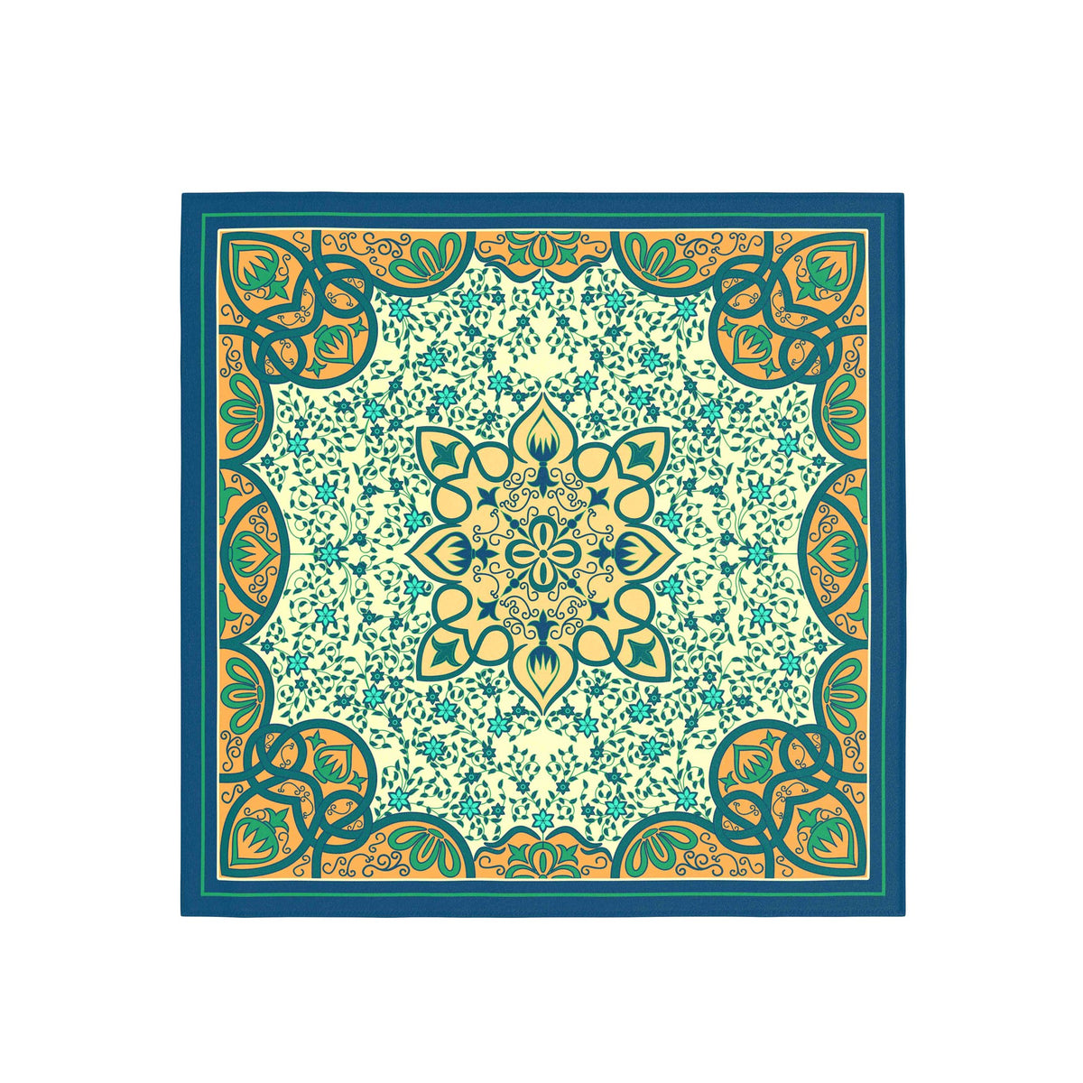 Mint Moorish Garden Silk Bandana Scarf – 50 × 50 cm