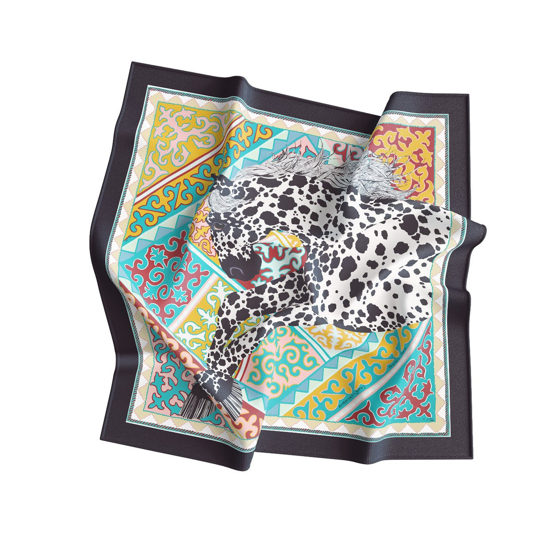 Dalmatian Folk Patchwork Silk Square Scarf – 65 × 65 cm