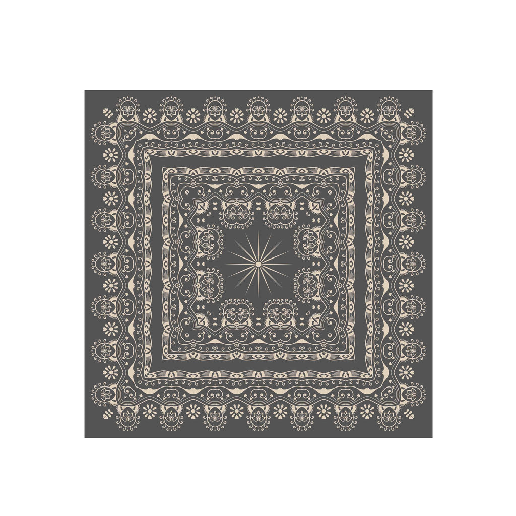 Slate Ornament Silk Bandana Scarf – 50 × 50 cm