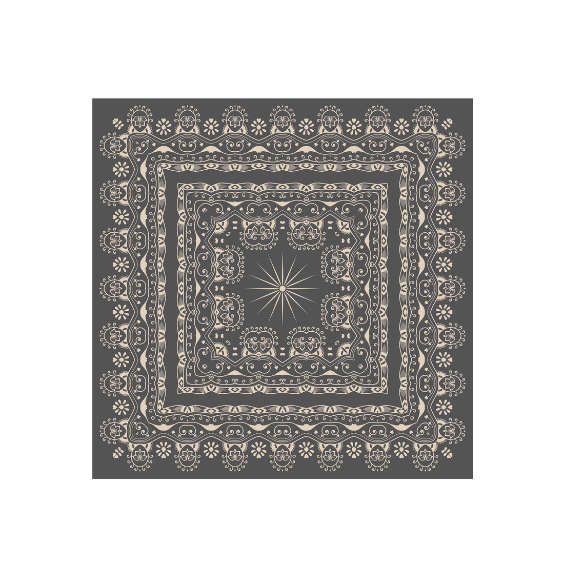 Slate Ornament Silk Bandana Scarf – 50 × 50 cm