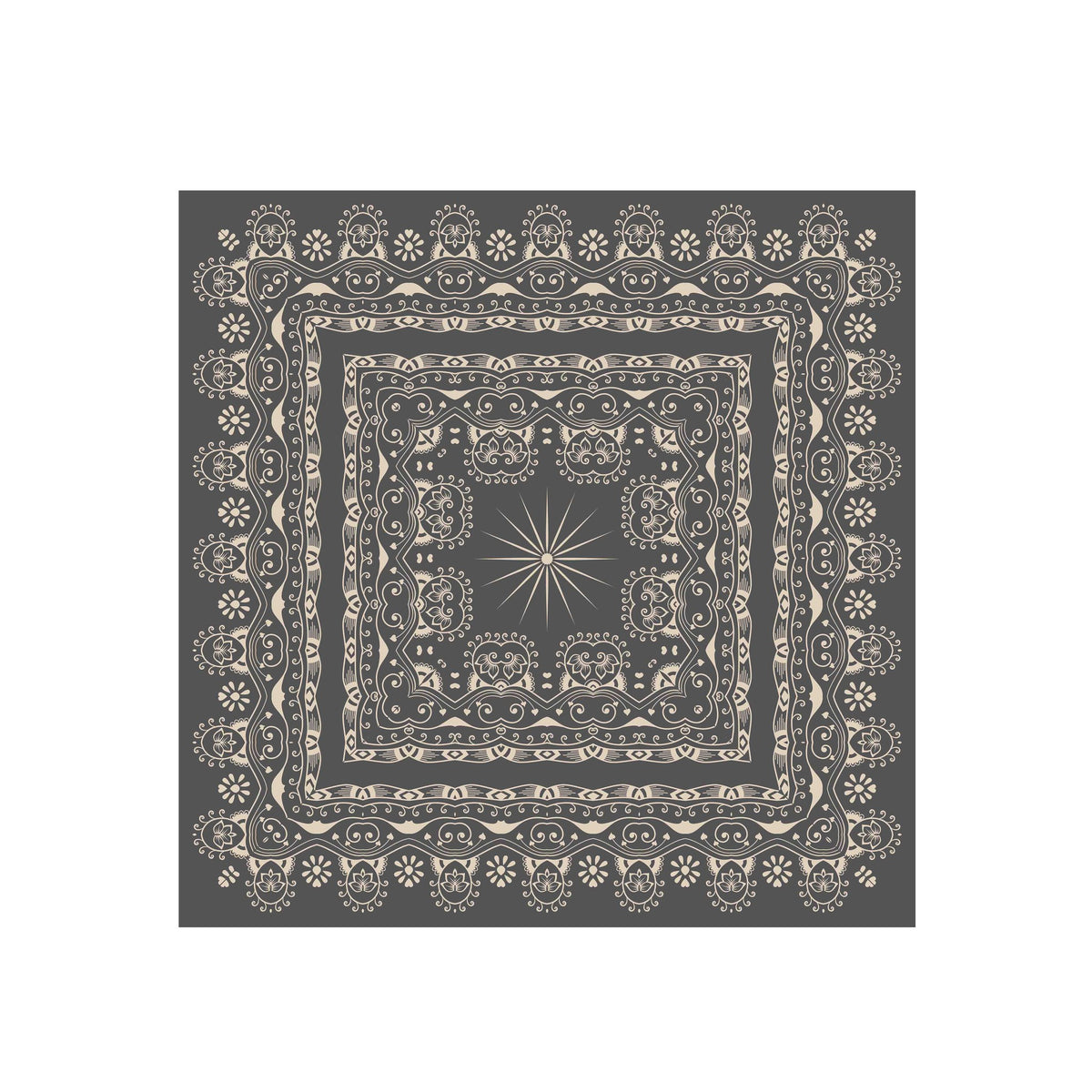 Slate Ornament Silk Bandana Scarf – 50 × 50 cm