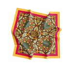 Golden Royal Mandala Silk Square Scarf – 65 × 65 cm