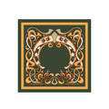 Olive Nouveau Frame Silk Bandana Scarf – 50 × 50 cm