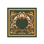 Olive Nouveau Frame Silk Bandana Scarf – 50 × 50 cm