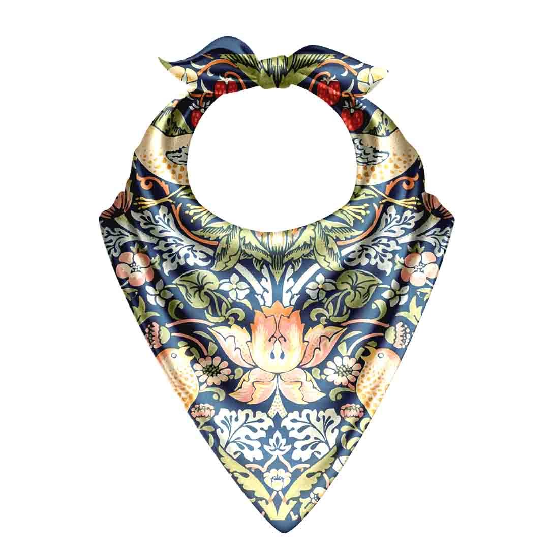 Songbird Strawberry Garden Silk Bandana Scarf – 50 × 50 cm