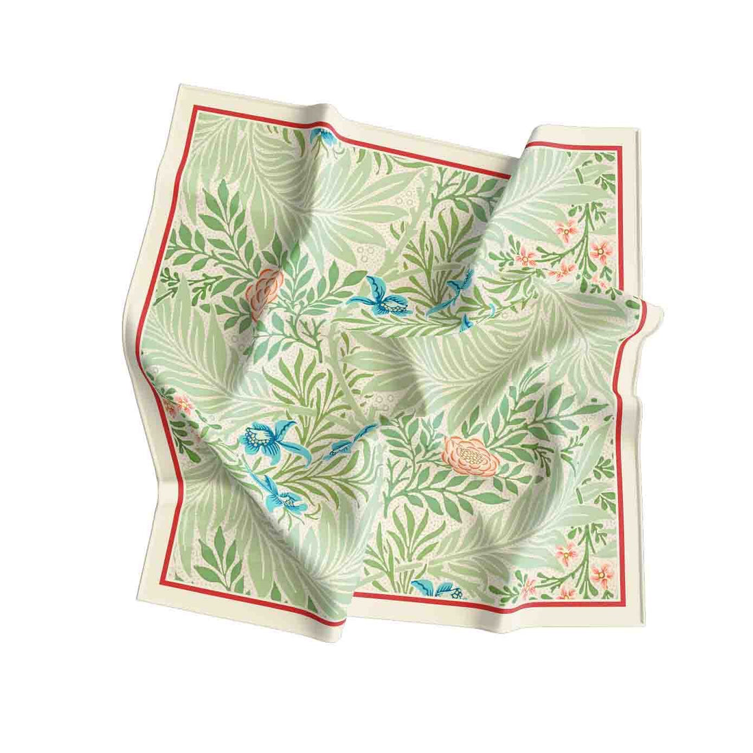 Sage Fern Willow Silk Bandana Scarf – 50 × 50 cm