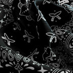 Black Butterfly Paisley Silk Bandana Scarf – 50 × 50 cm