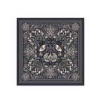 Charcoal Paisley Silk Bandana Scarf – 50 × 50 cm