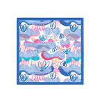 Blue Lagoon Doodle Silk Bandana Scarf – 50 × 50 cm