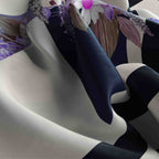 Lavender Bouquet Ivory Silk Bandana Scarf – 50 × 50 cm