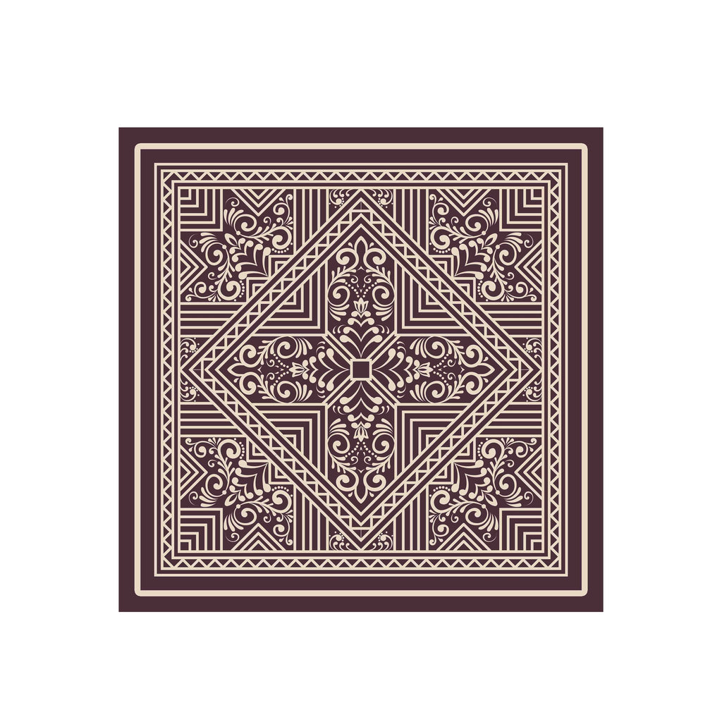 Plum Geometric Silk Bandana Scarf – 50 × 50 cm