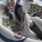 Wildflower Script Ivory Silk Bandana Scarf – 50 × 50 cm