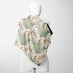 Forest Cherry Blossom Silk Shawl Wrap – 100 × 100 cm