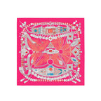 Fuchsia Jewel Bow Silk Bandana Scarf – 50 × 50 cm