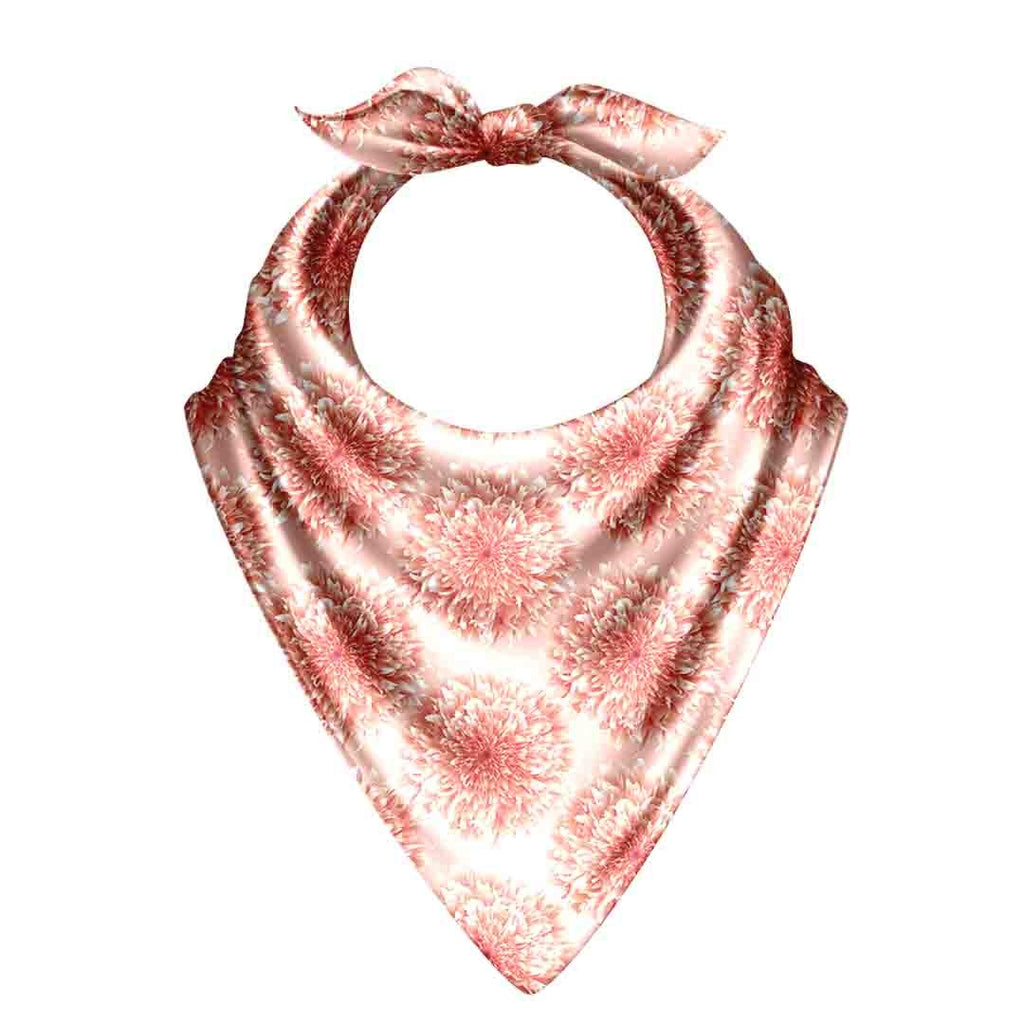 Coral Lace Floral Silk Bandana Scarf – 50 × 50 cm