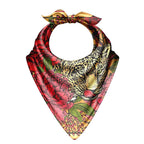 Leopard & Peony Silk Bandana Scarf – 50 × 50 cm