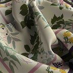 Jasmine Vine Plum Border Silk Bandana Scarf – 50 × 50 cm
