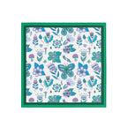 Emerald Folk Garden Silk Bandana Scarf – 50 × 50 cm